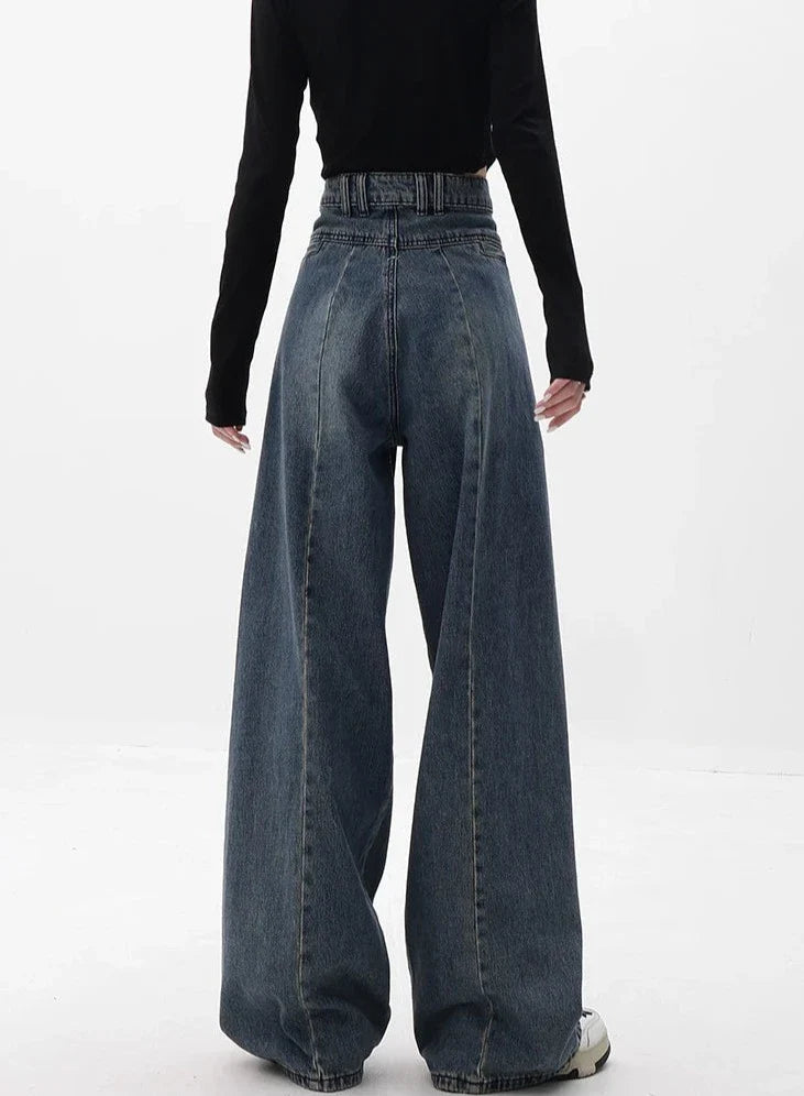 Jean taille haute à jambes larges
