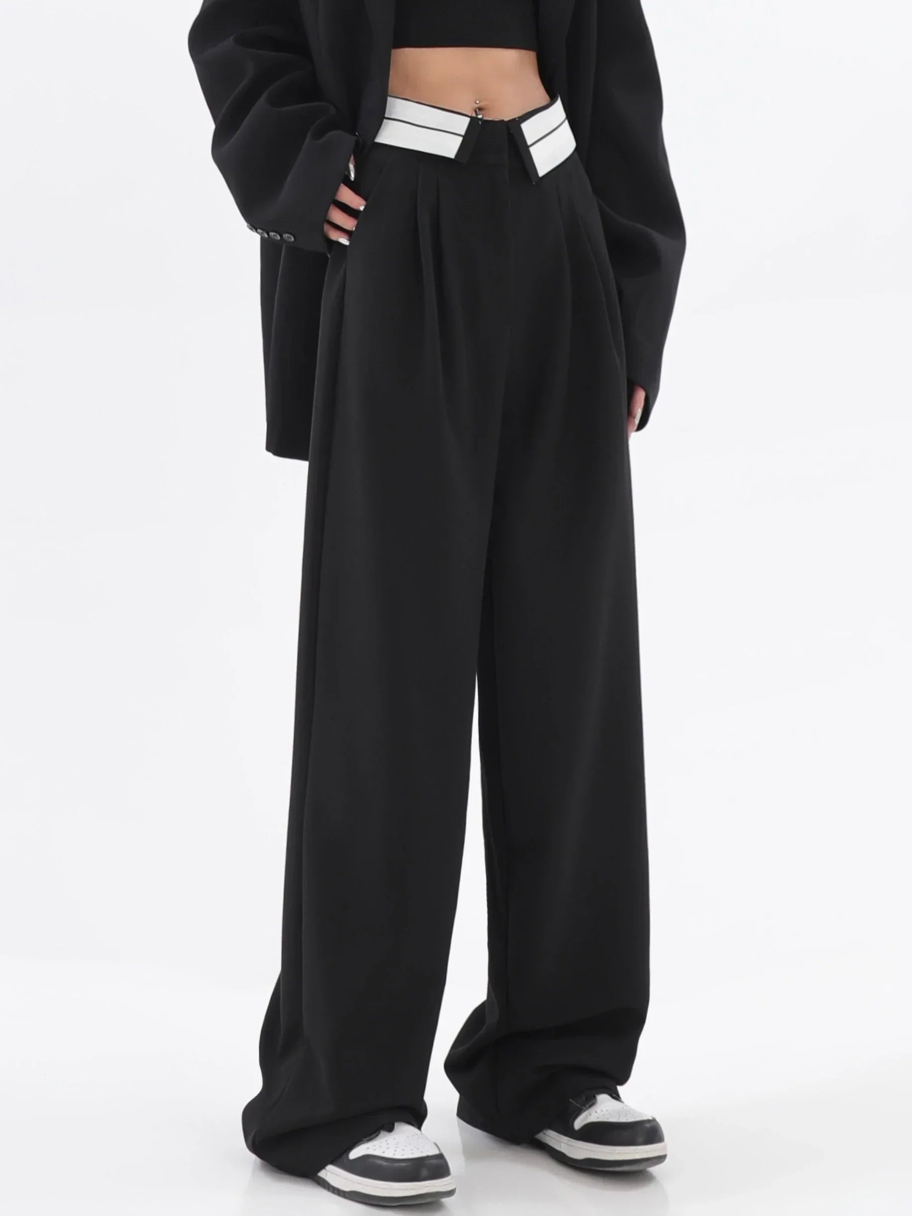 Pantalon large à taille haute