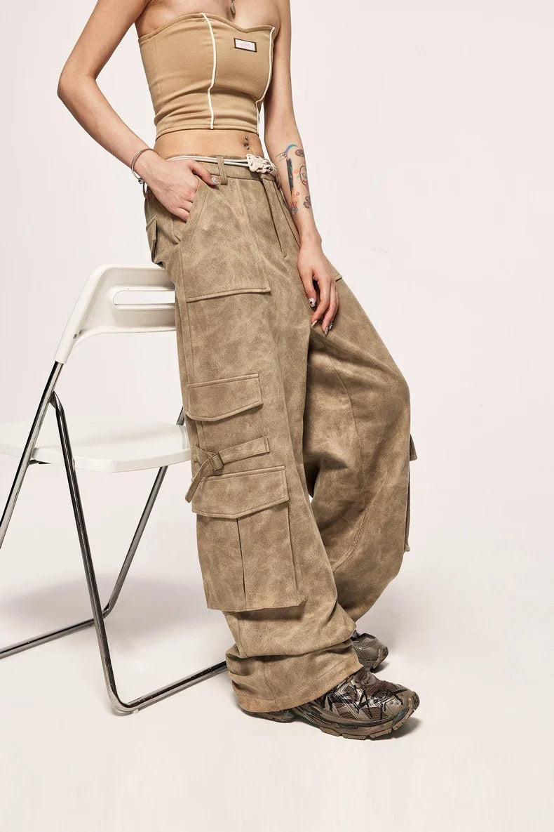 Pantalon cargo en daim vieilli vintage