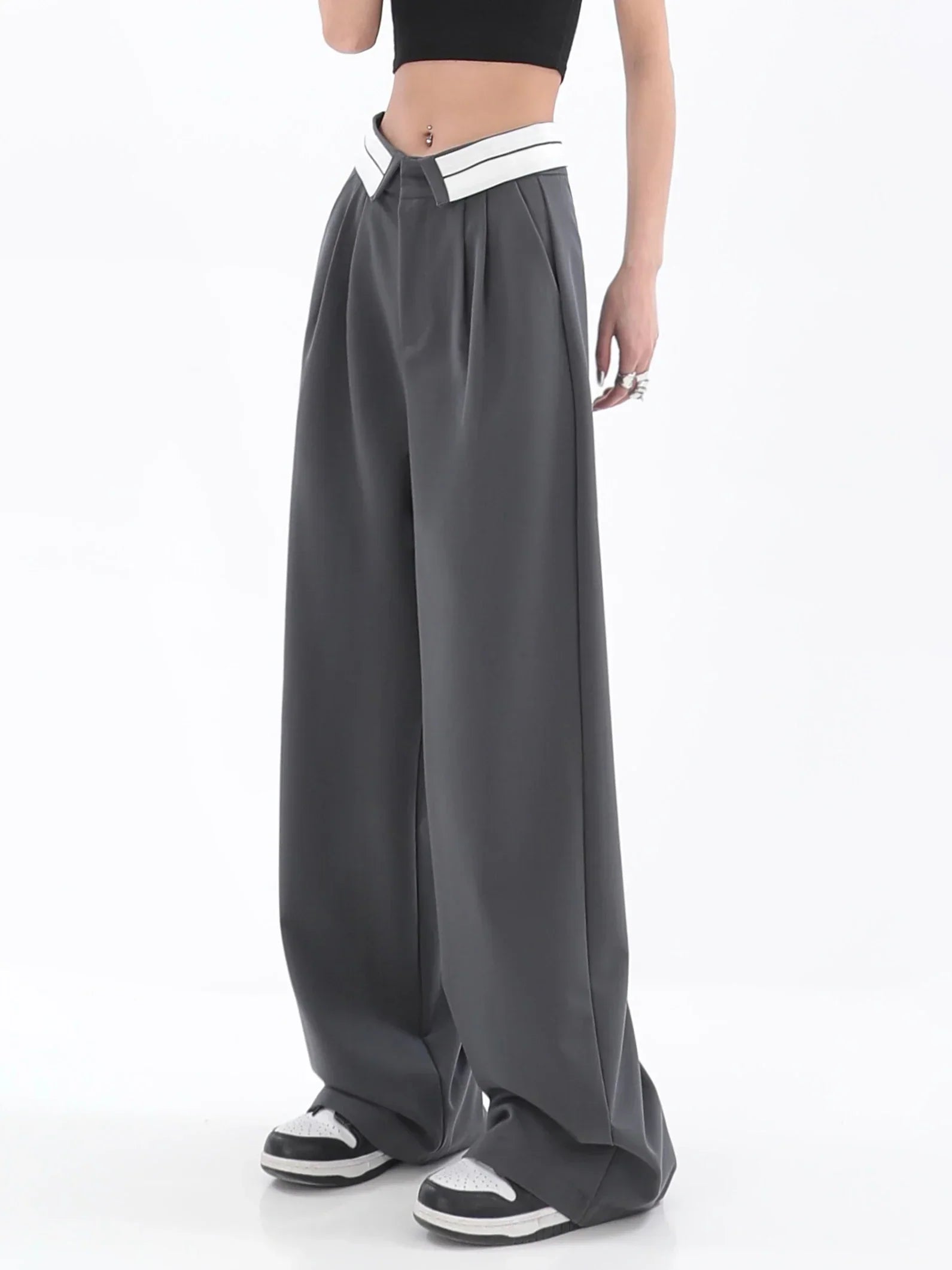 Pantalon large à taille haute