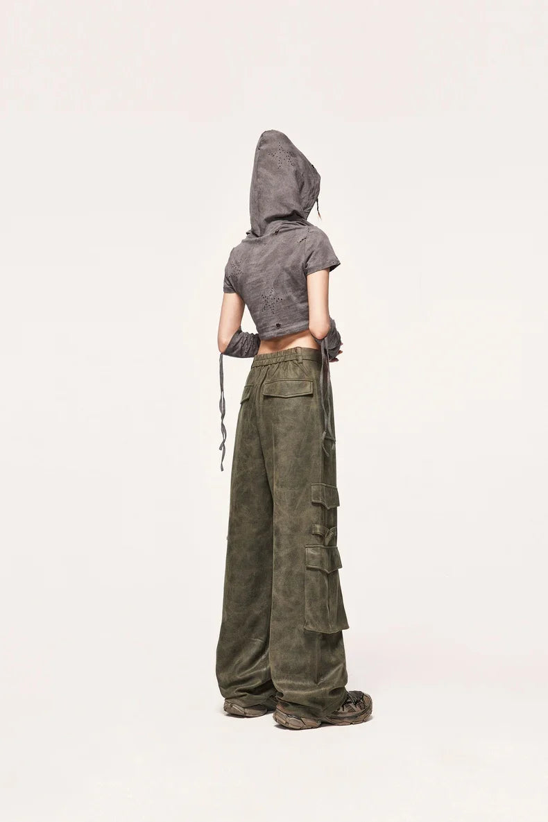 Pantalon cargo en daim vieilli vintage