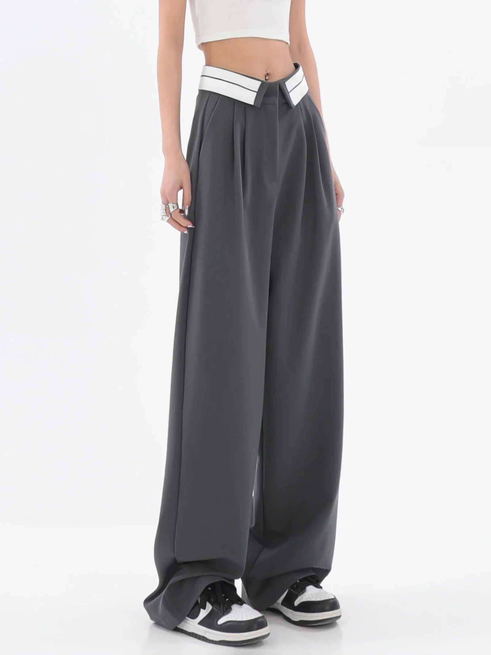 Pantalon large à taille haute