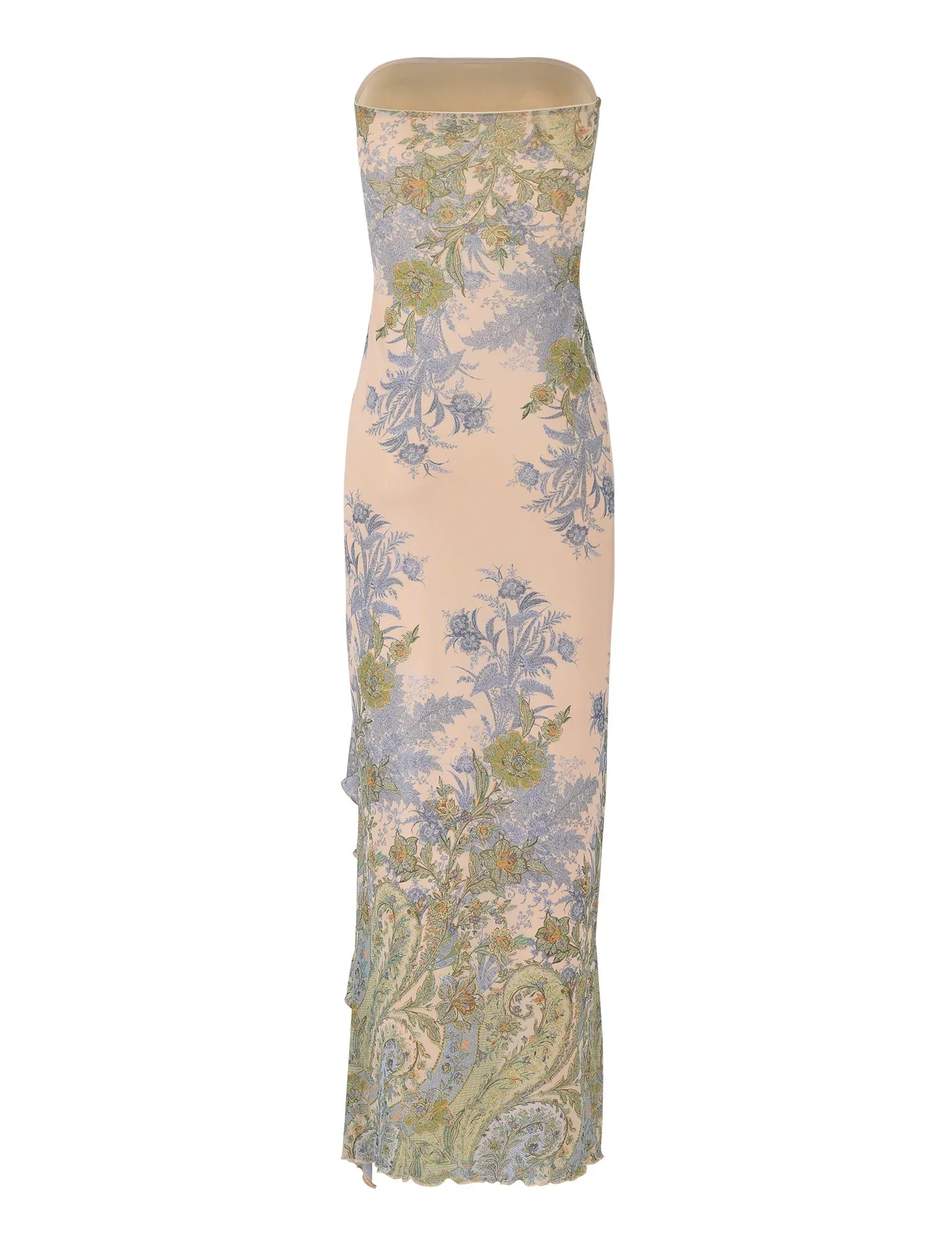 Robe longue blanche à imprimé fleuri