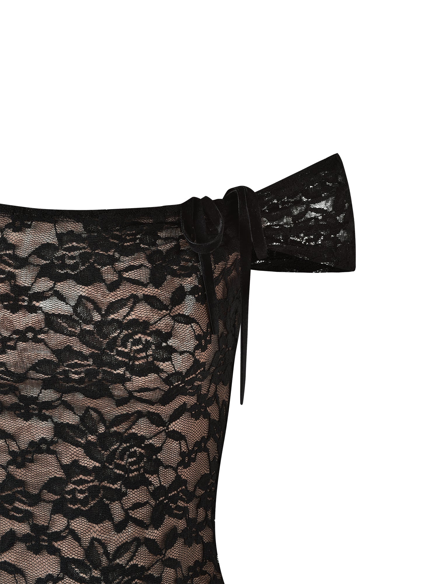 Top épaules dénudées à texture florale