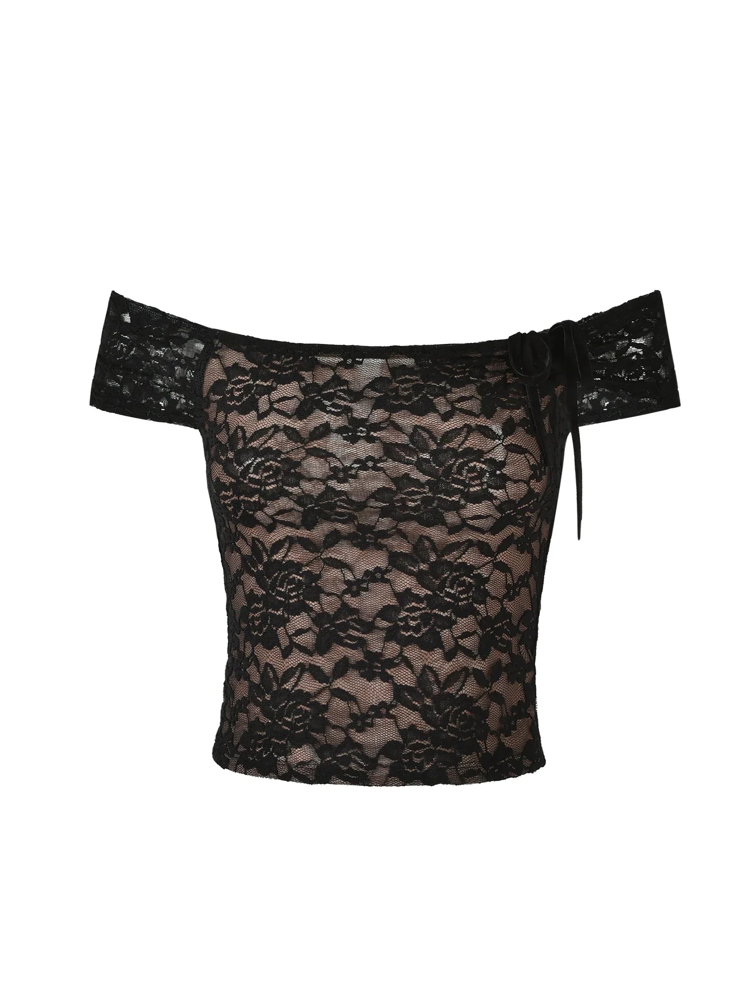 Top épaules dénudées à texture florale