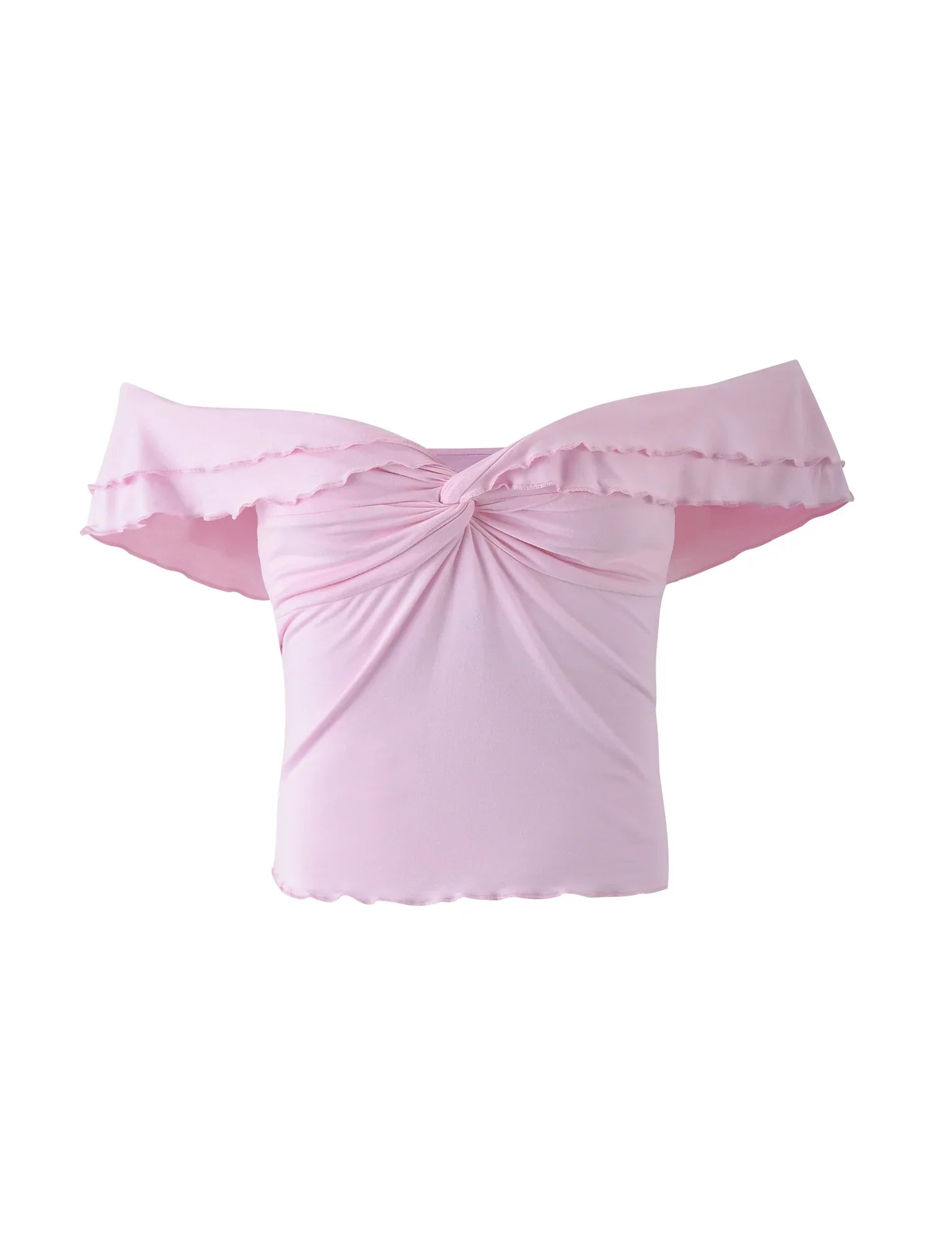 Top rose torsadé texturé avec pantalon