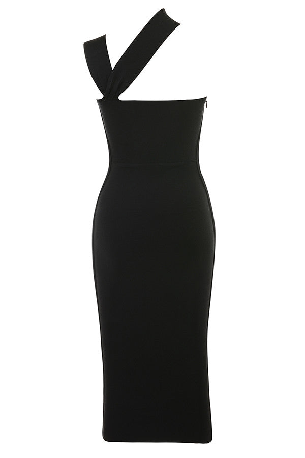 Robe midi bandage découpée marron clair