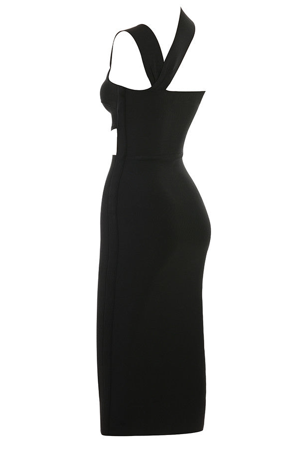 Robe midi bandage découpée marron clair
