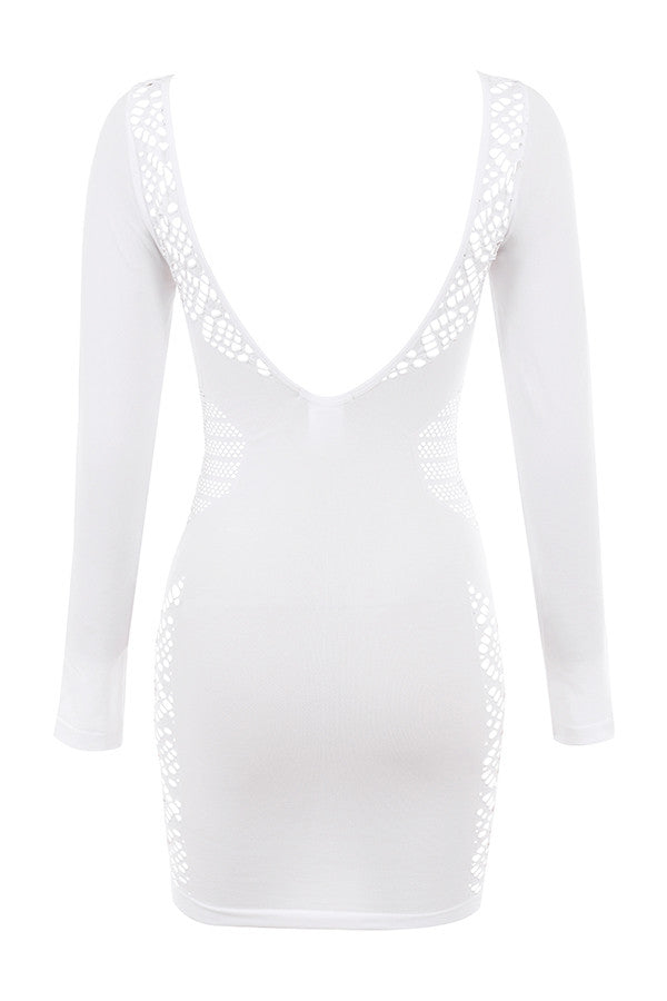 Mini-robe en maille stretch blanche