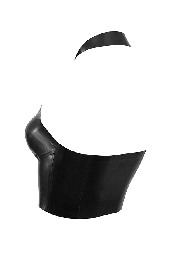Haut dos nu en latex noir