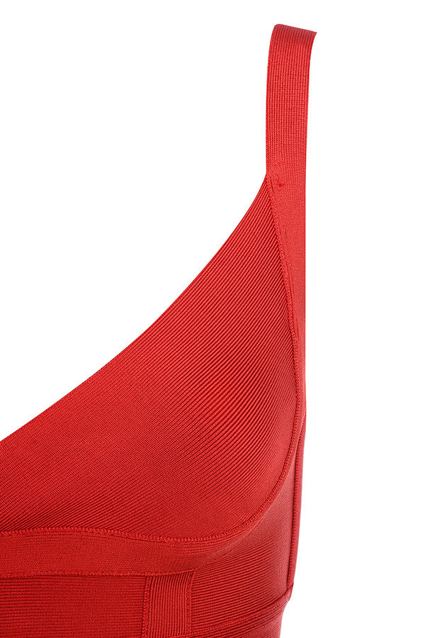 Robe bandage rouge avec ceinture à nouer