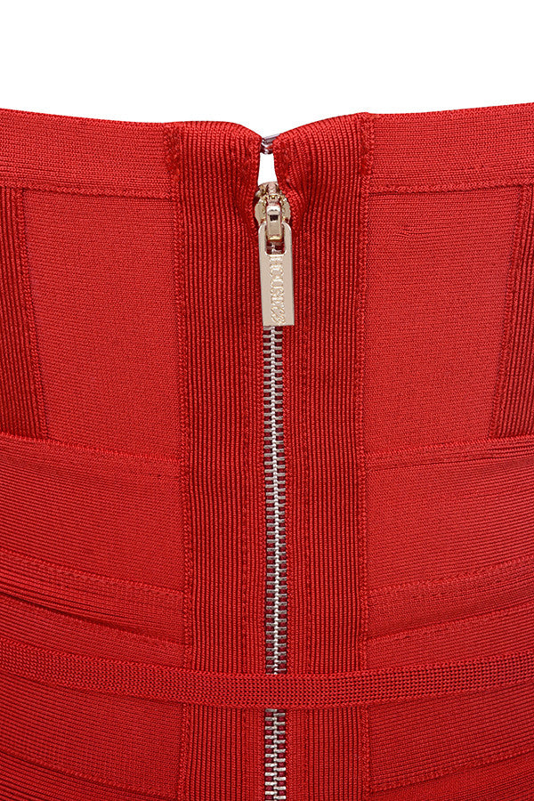 Robe bandage rouge avec ceinture à nouer