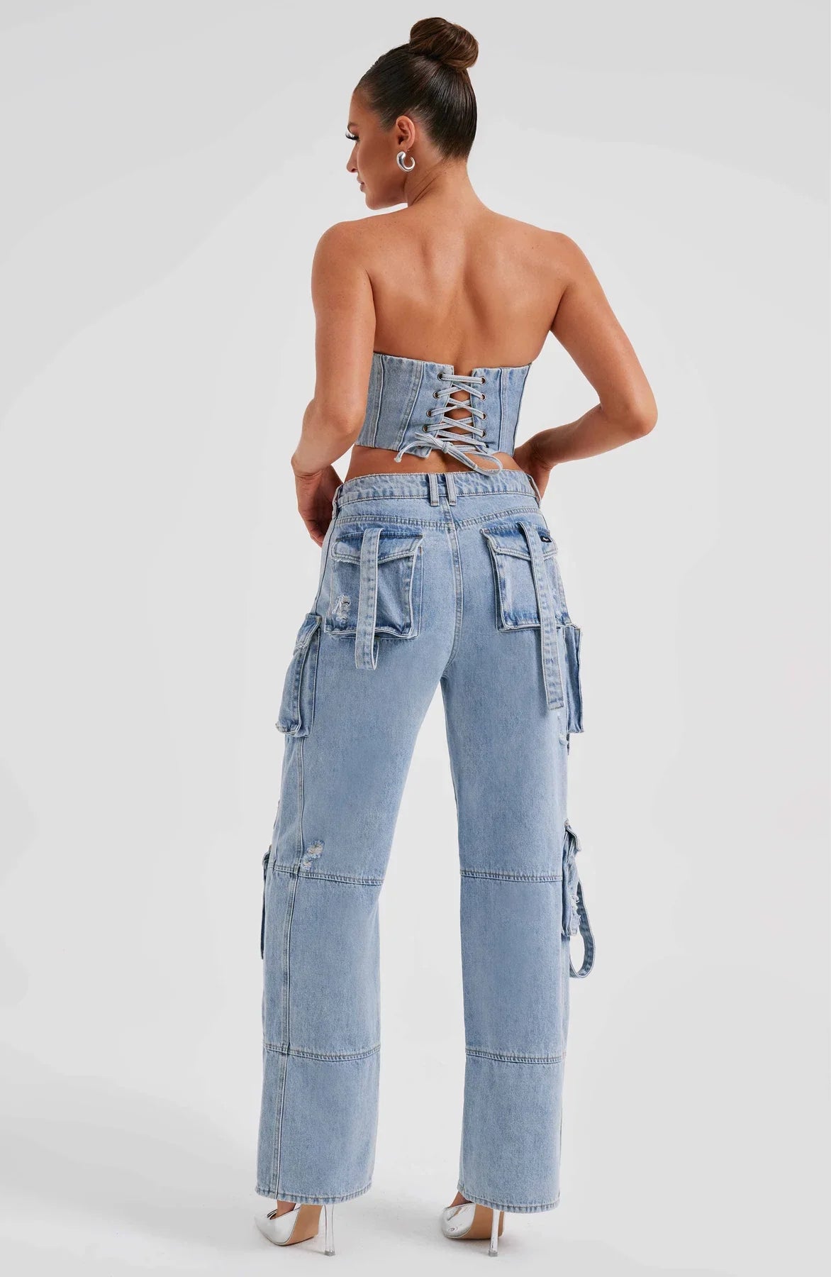 Ensemble corset en jean et pantalon cargo