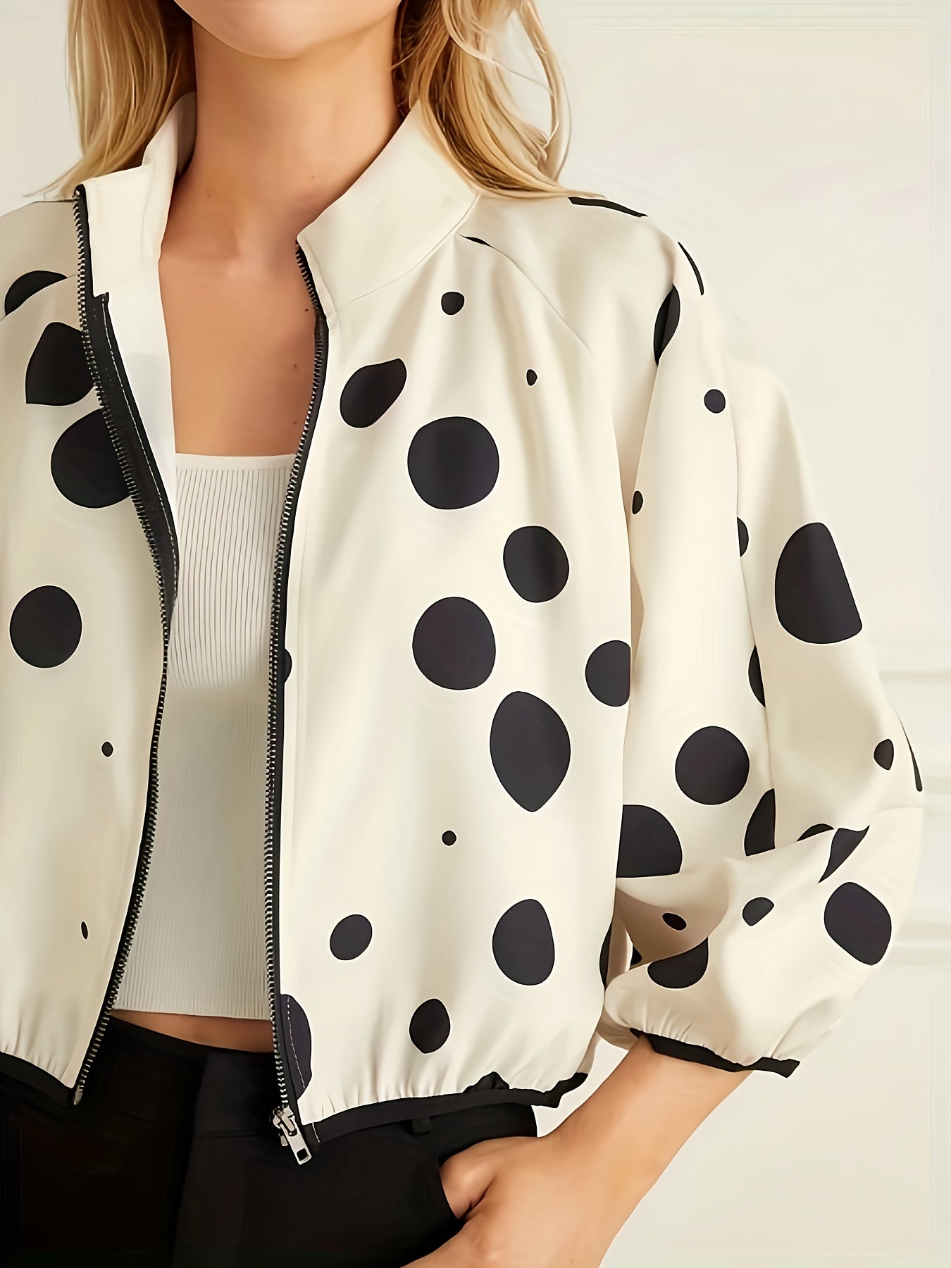 Veste zippée à imprimé pois