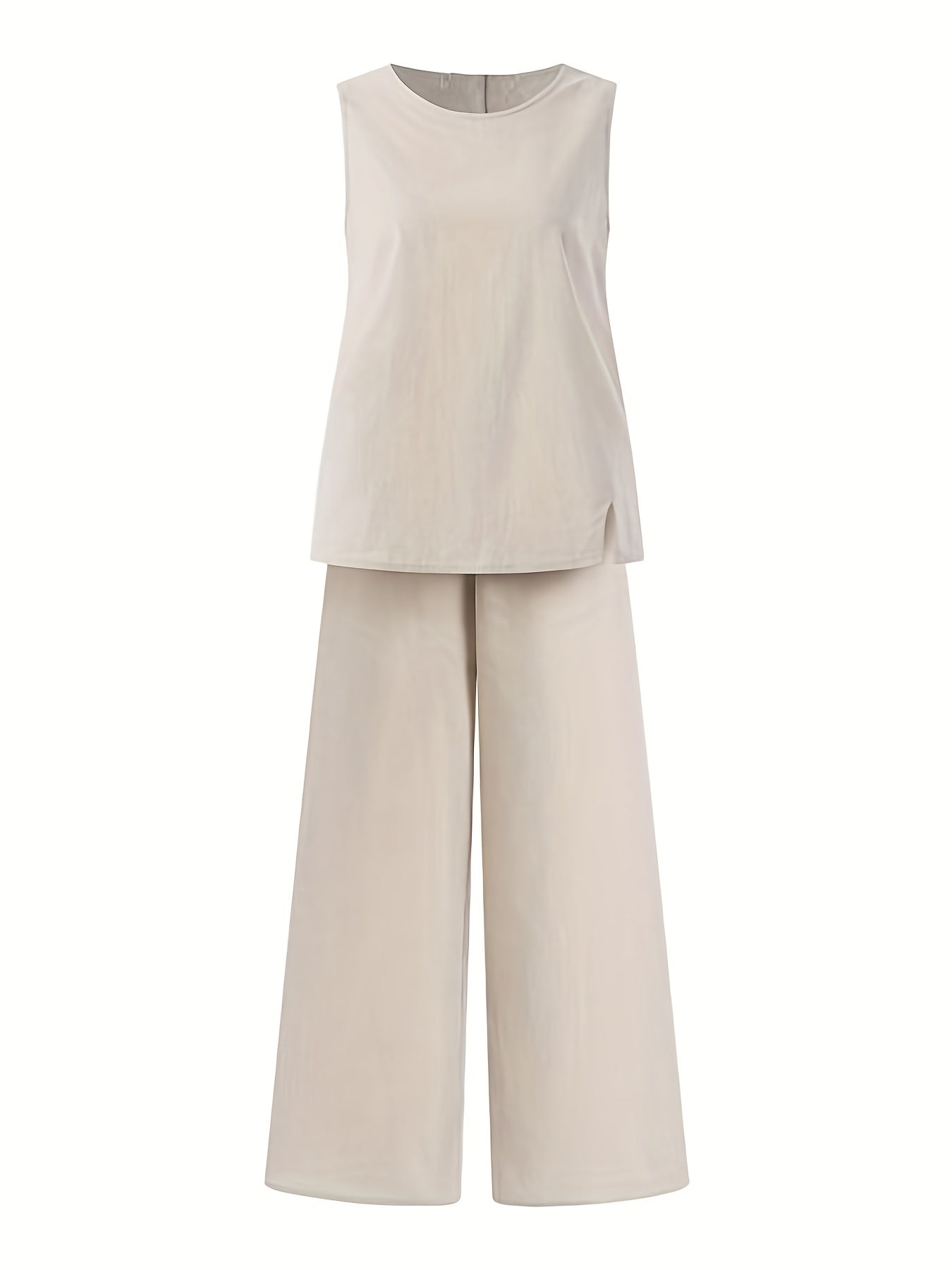Débardeur sans manches beige et pantalon large