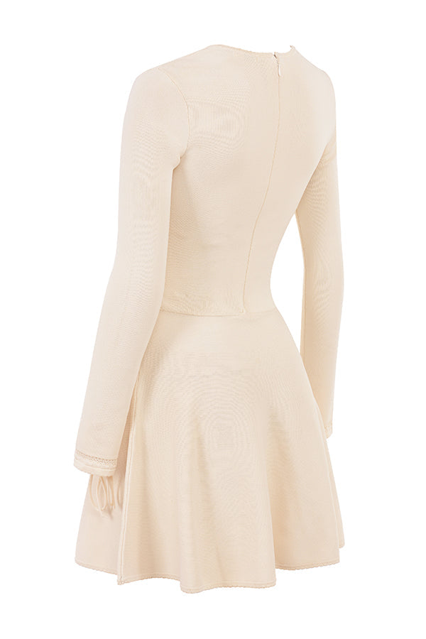 Mini-robe en maille élégante cràme