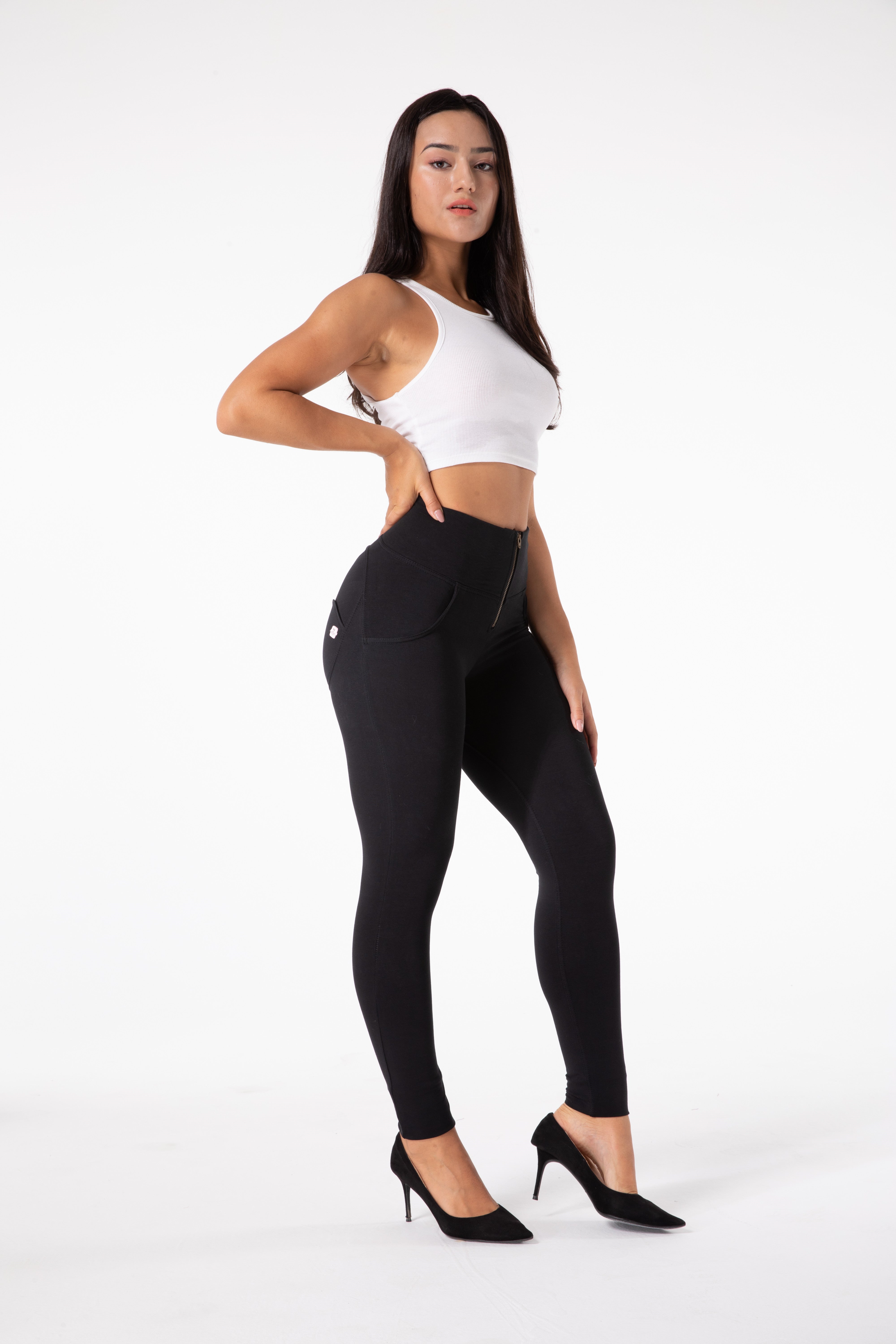 Legging noir moulant à taille haute