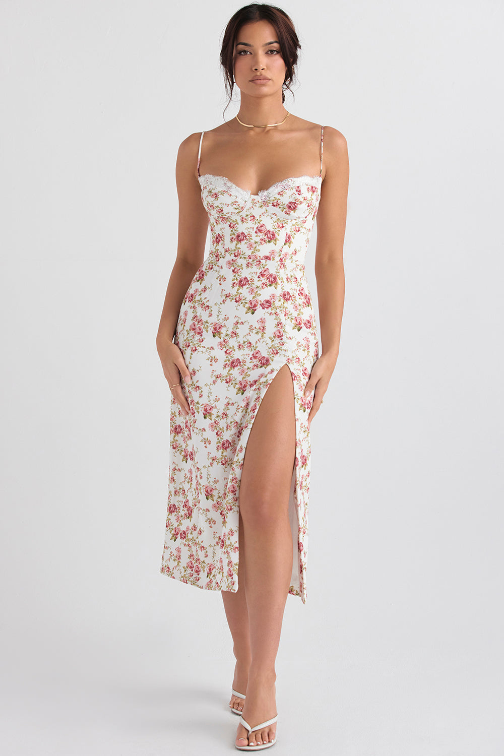 Corset imprimé midi zonnejurk