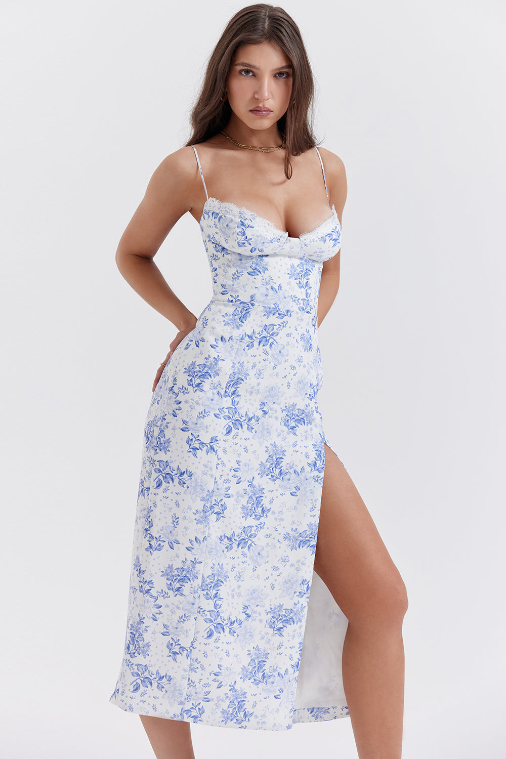 Corset imprimé midi zonnejurk