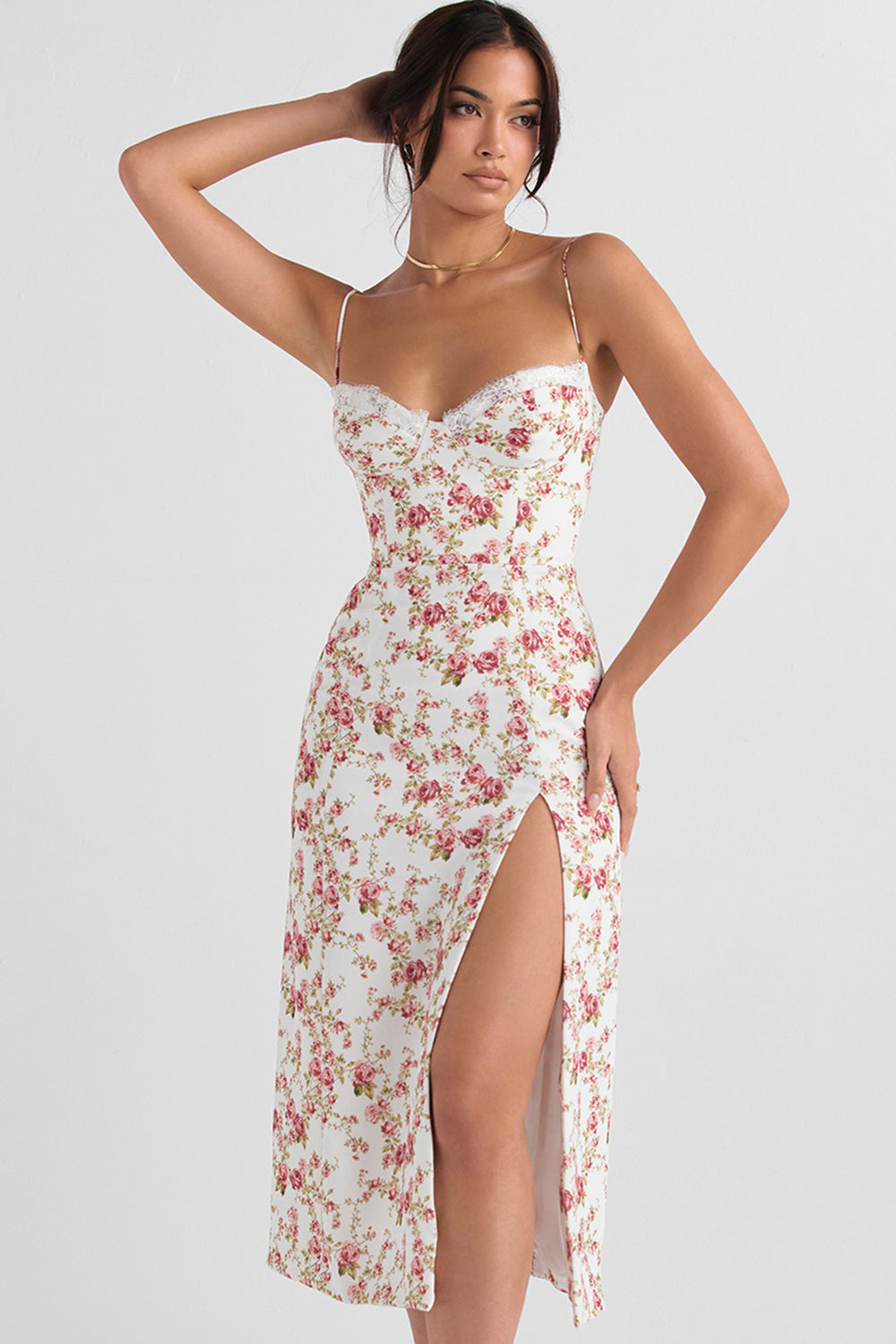 Corset imprimé midi zonnejurk