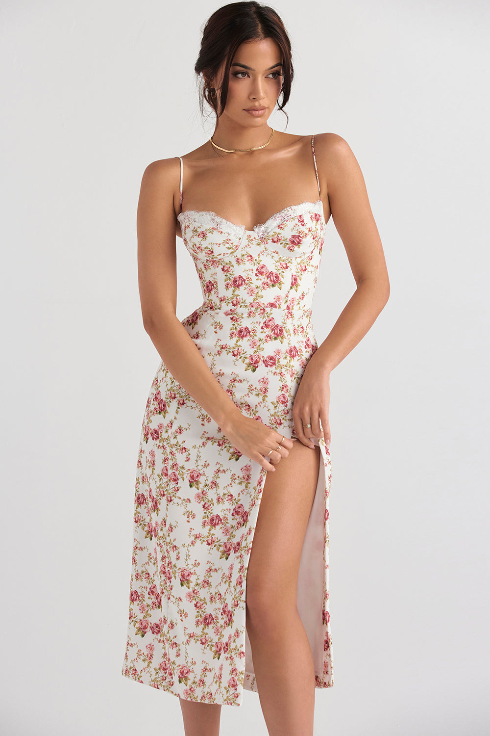 Corset imprimé midi zonnejurk
