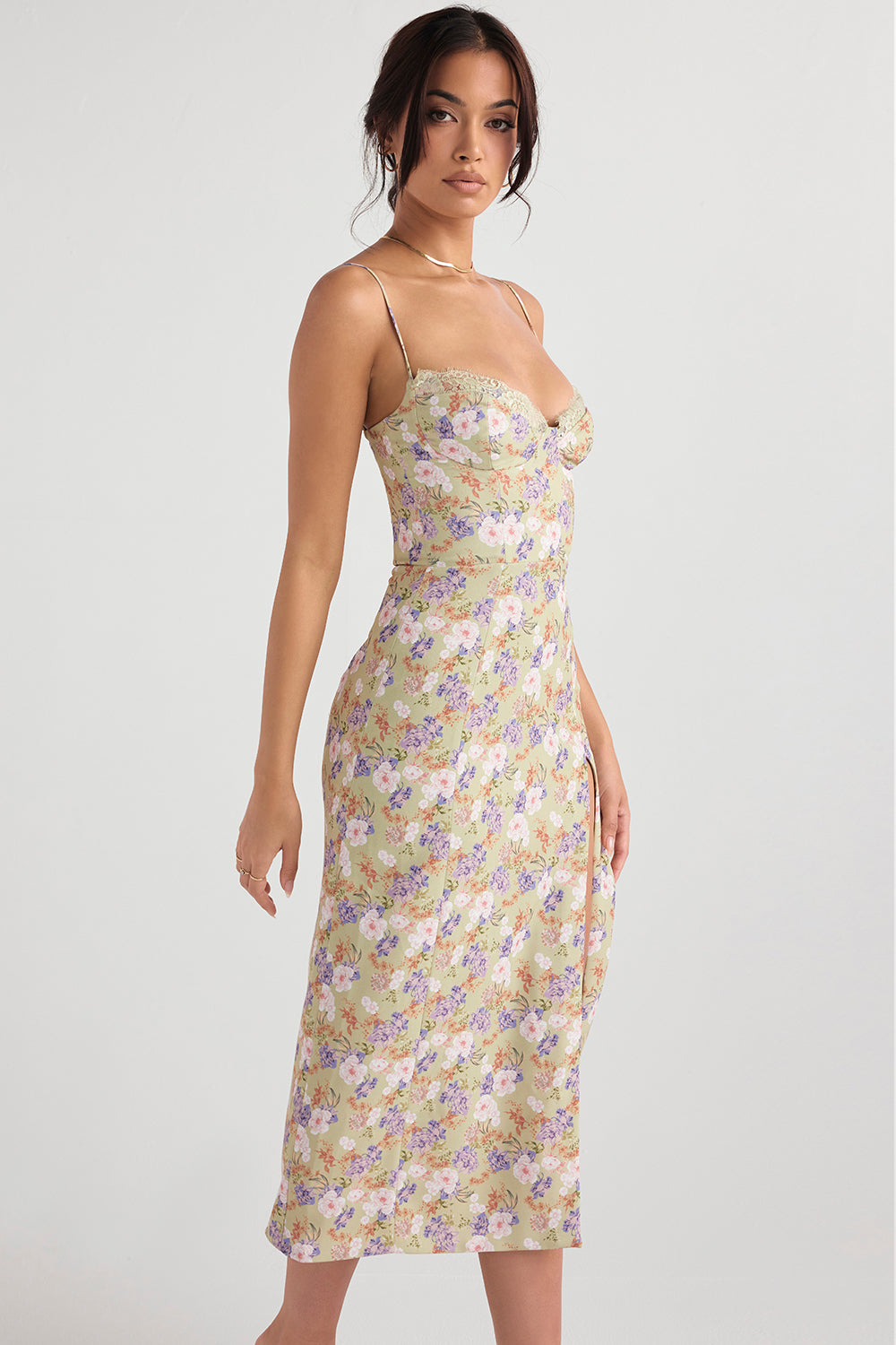 Corset imprimé midi zonnejurk