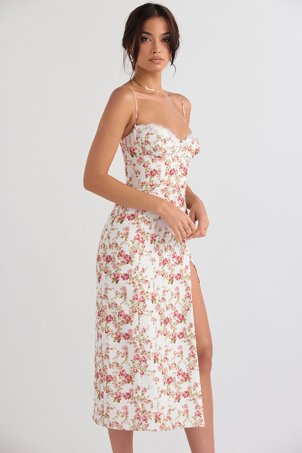 Corset imprimé midi zonnejurk