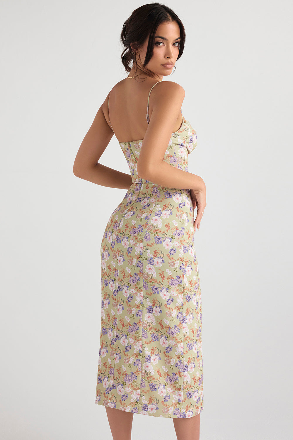 Corset imprimé midi zonnejurk