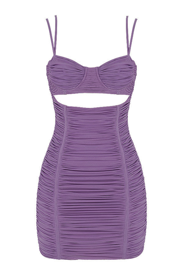 Mistress Rocks - Robe en maille lilas avec découpe