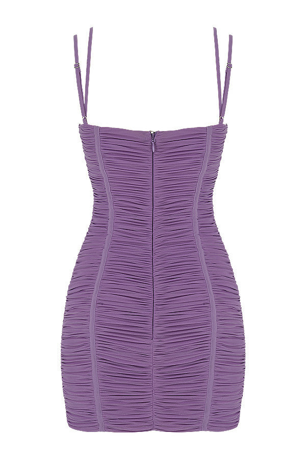 Mistress Rocks - Robe en maille lilas avec découpe