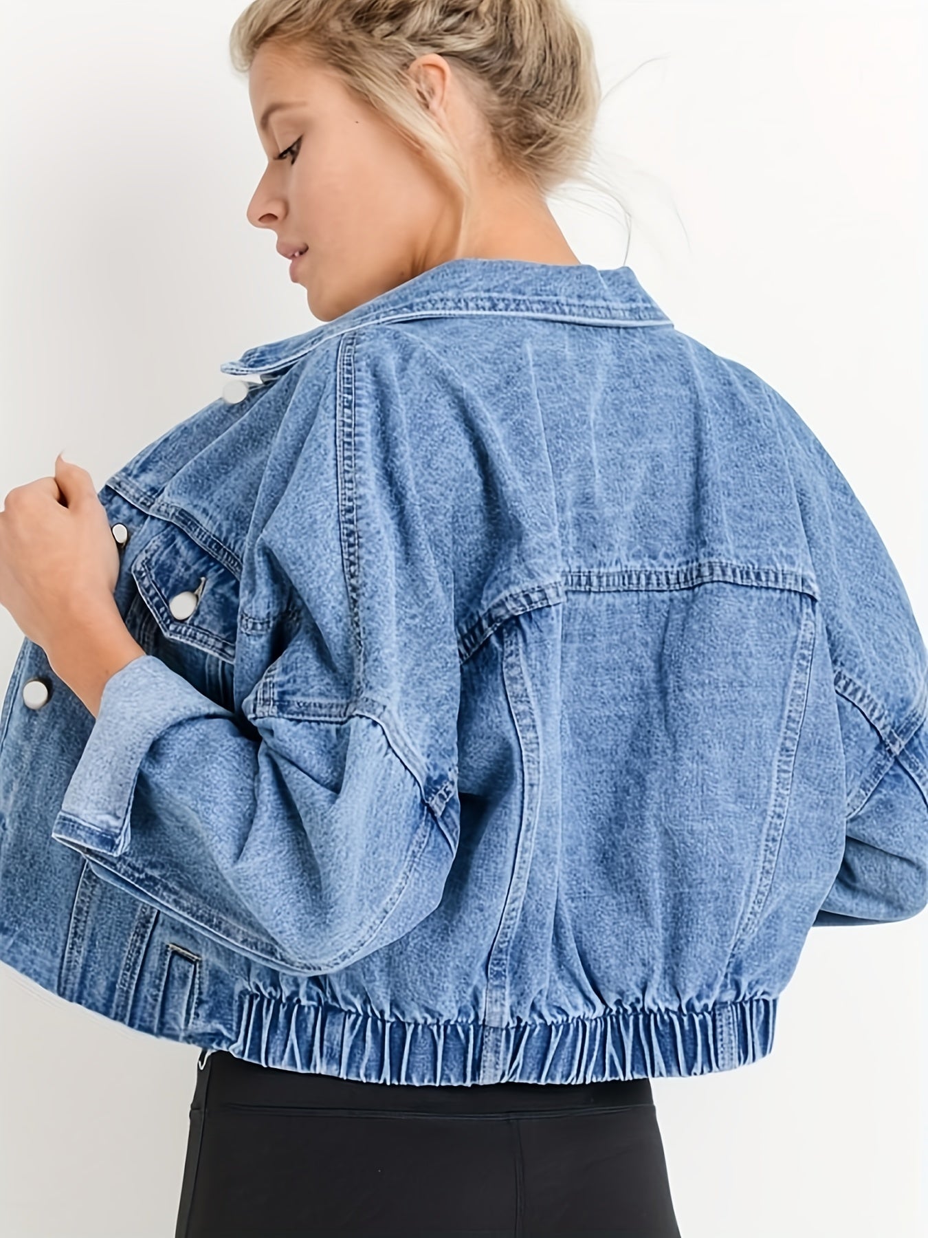 Vestes en jean bleu à revers courts