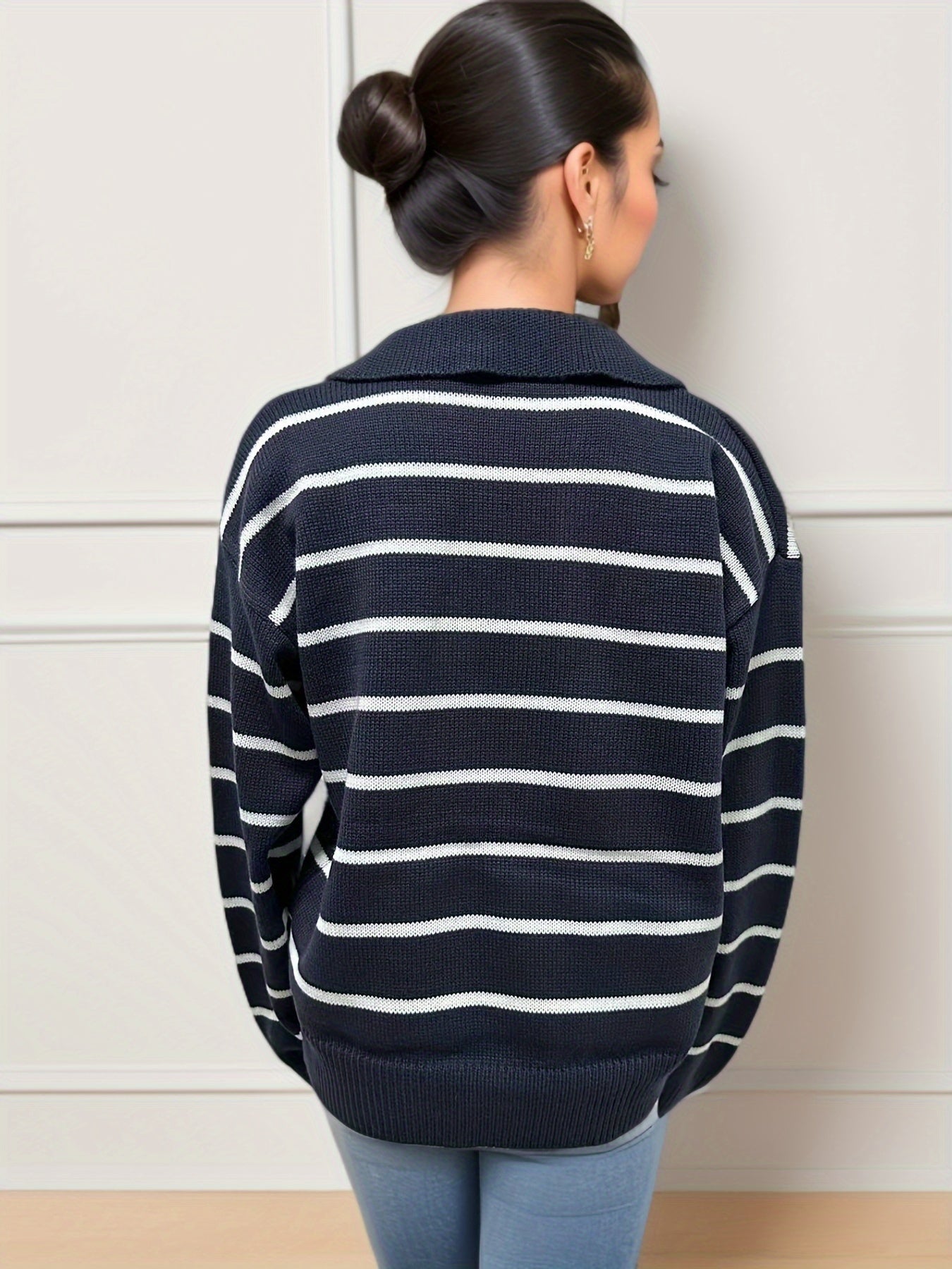 Pull en maille à épaules tombantes et imprimé rayé