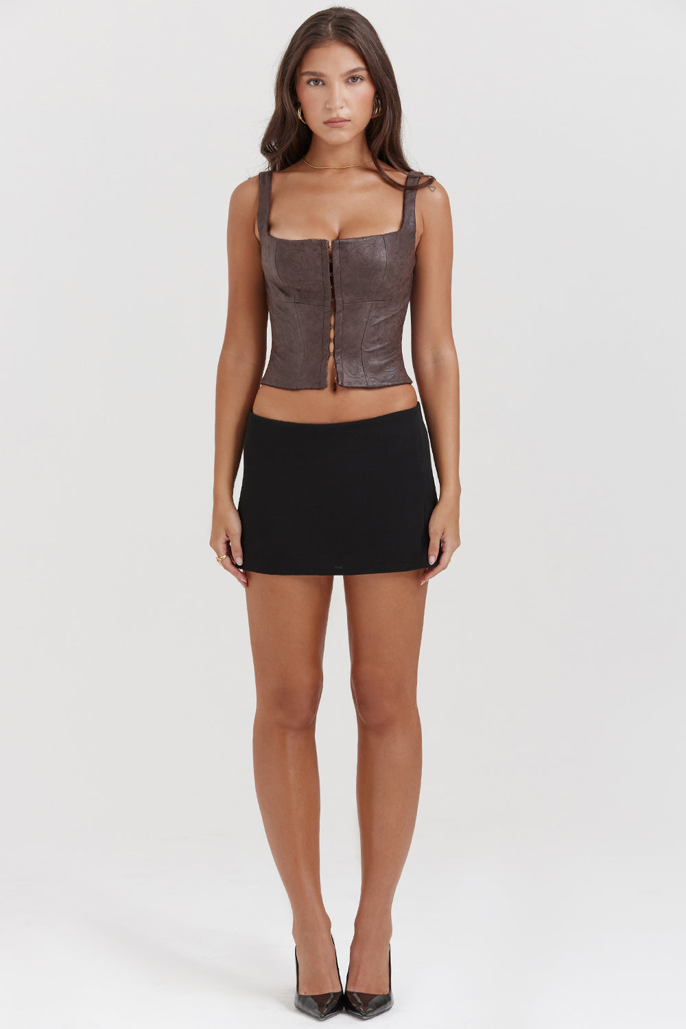 Corset marron en cuir végétalien