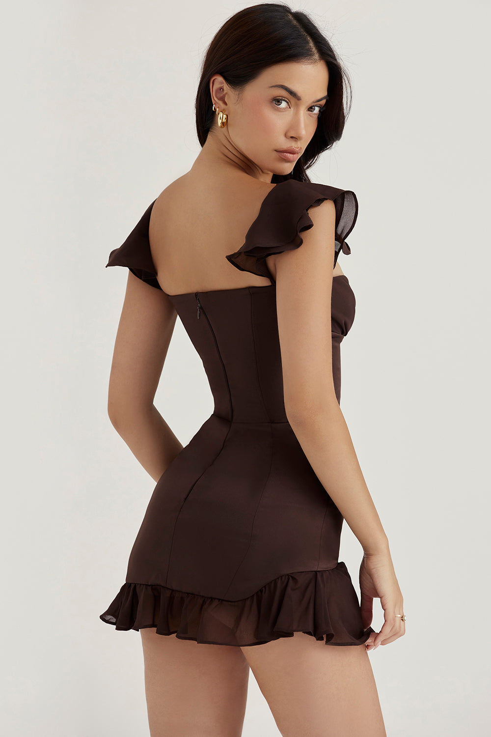 Mini-robe expresso avec corset à volants