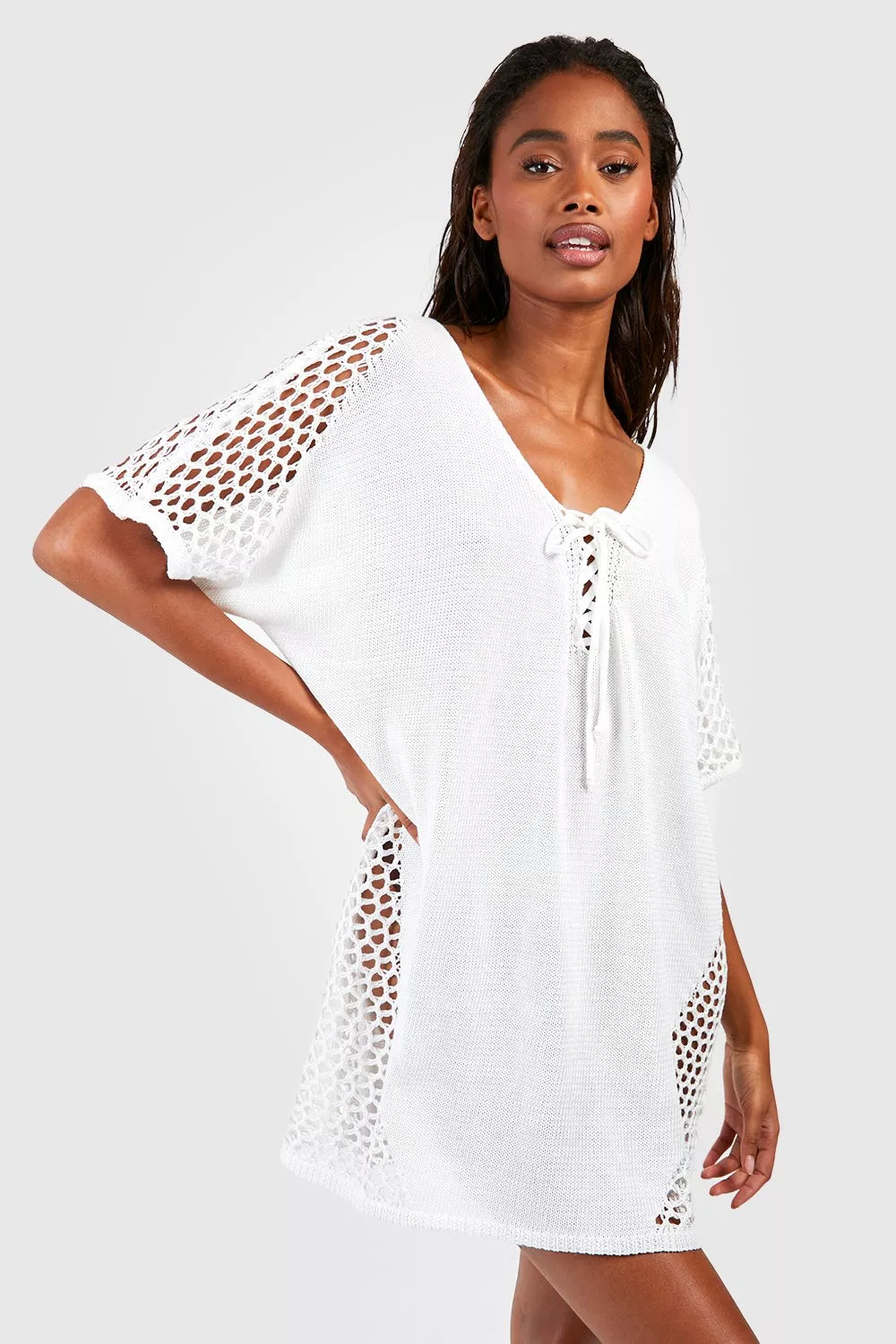 Couverture de plage au crochet avec pompon