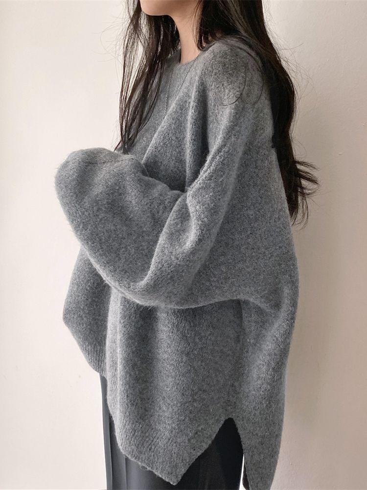 Pull oversize gris pour femme