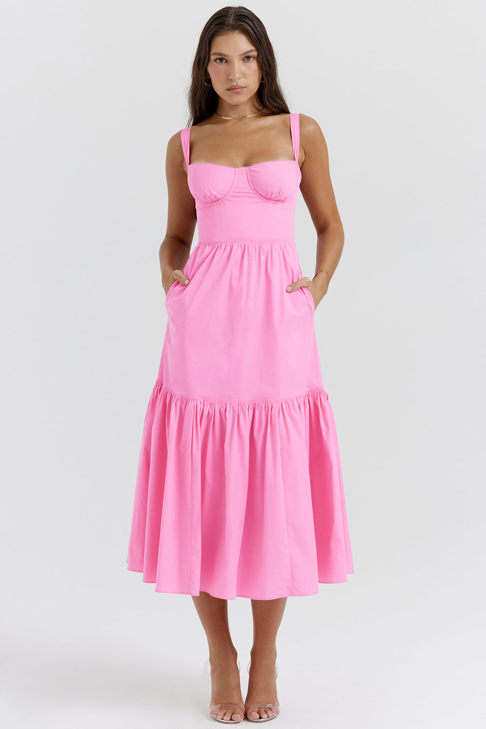 Robe d'été midi rose française