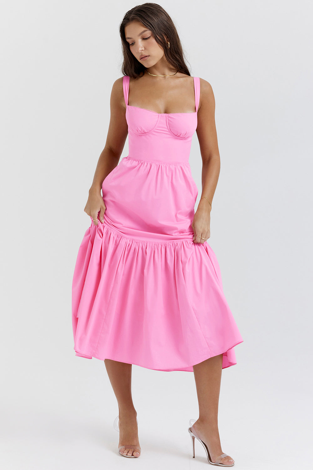 Robe d'été midi rose française
