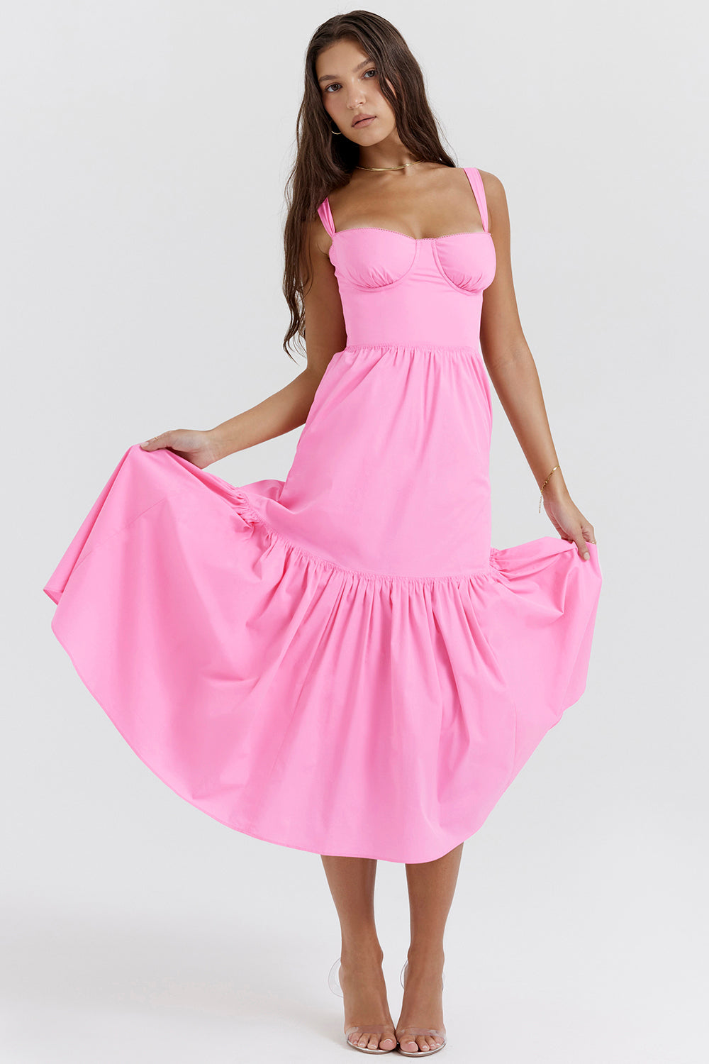 Robe d'été midi rose française