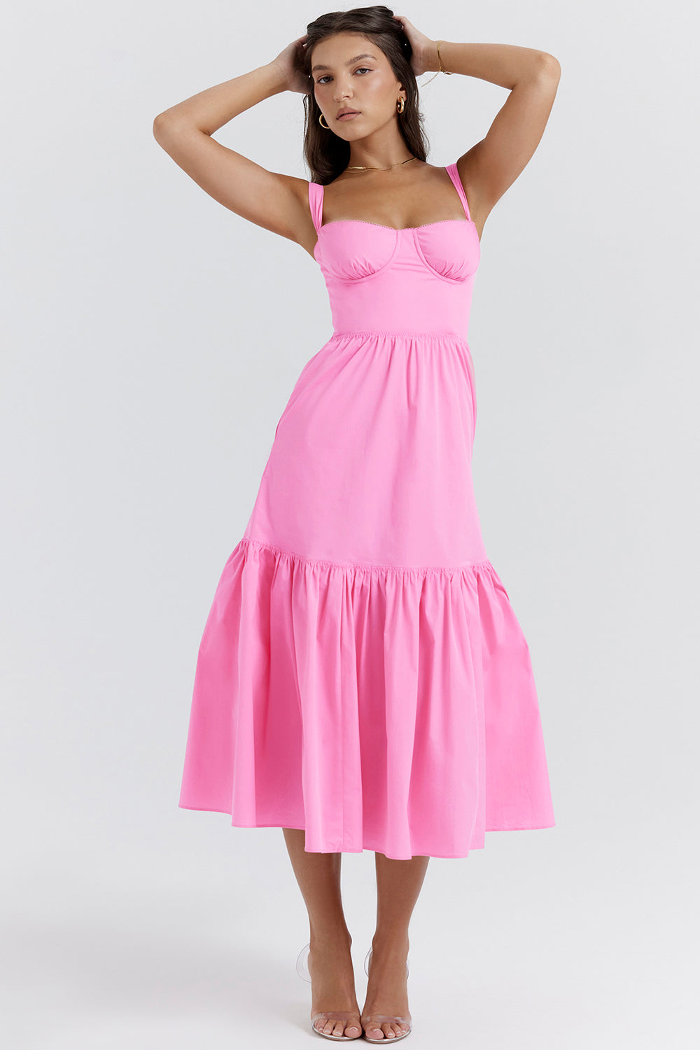 Robe d'été midi rose française