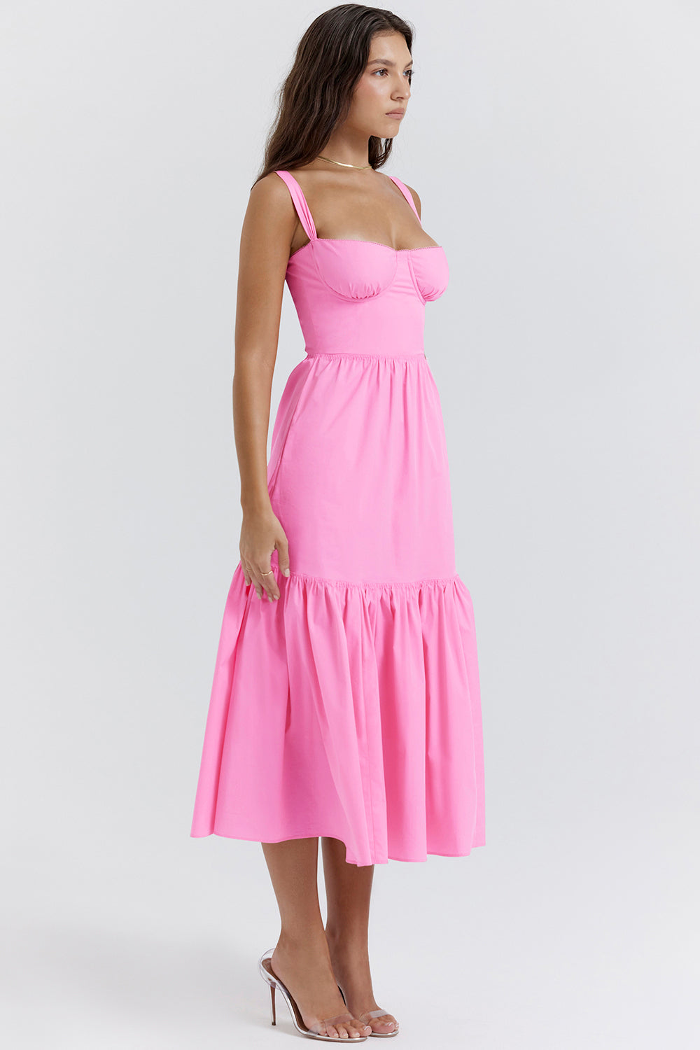 Robe d'été midi rose française