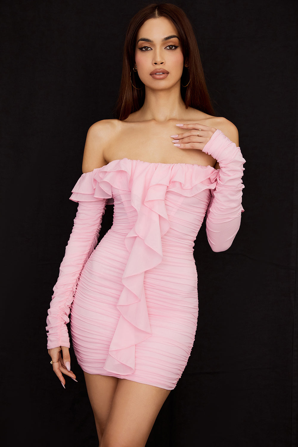Mini-robe rose féerique en soie véritable