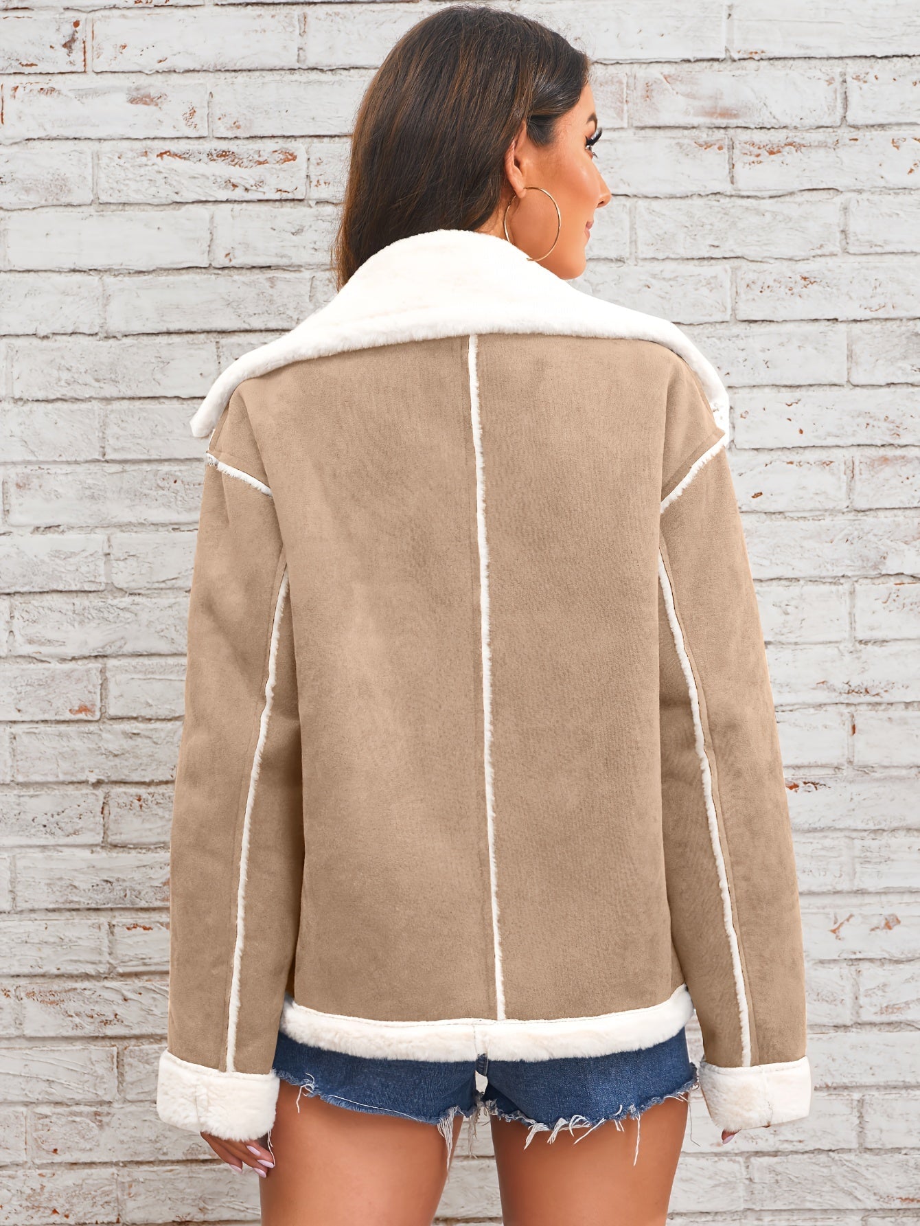 Veste peluche à revers