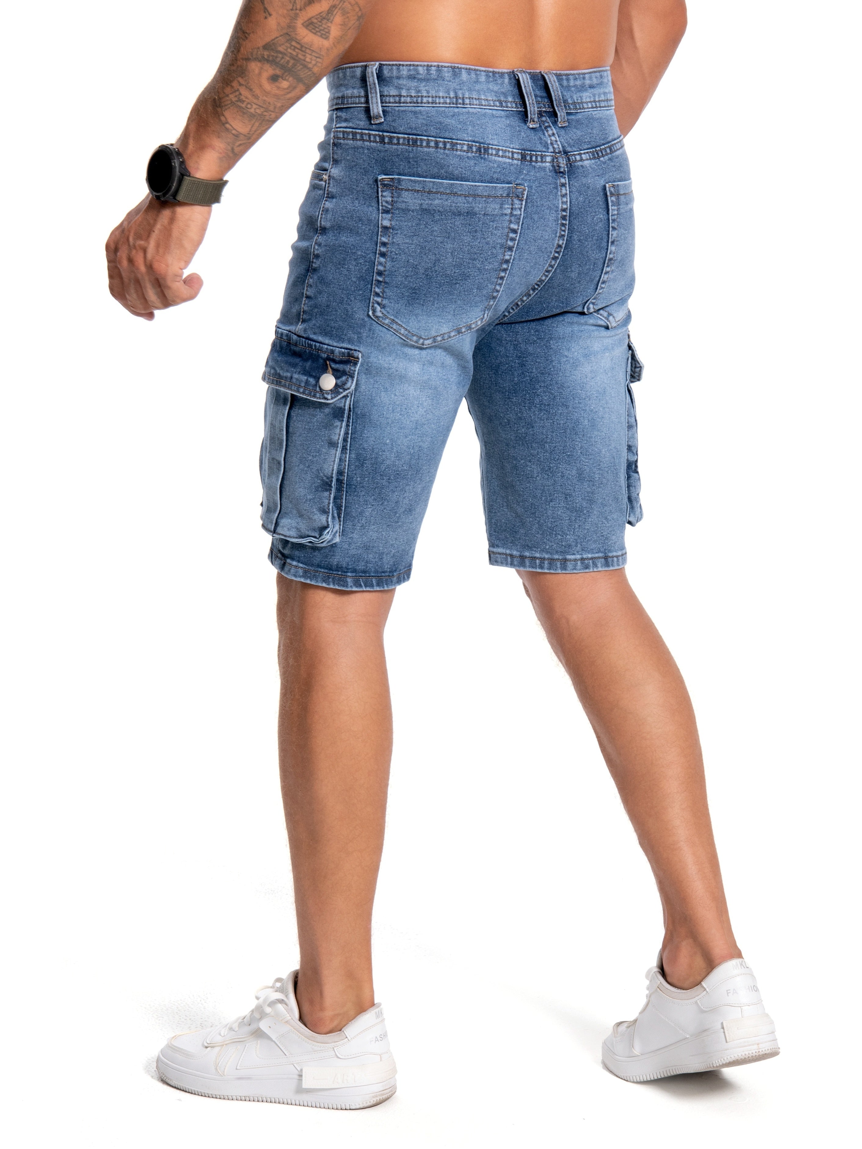 Short en denim stretch moyen pour homme