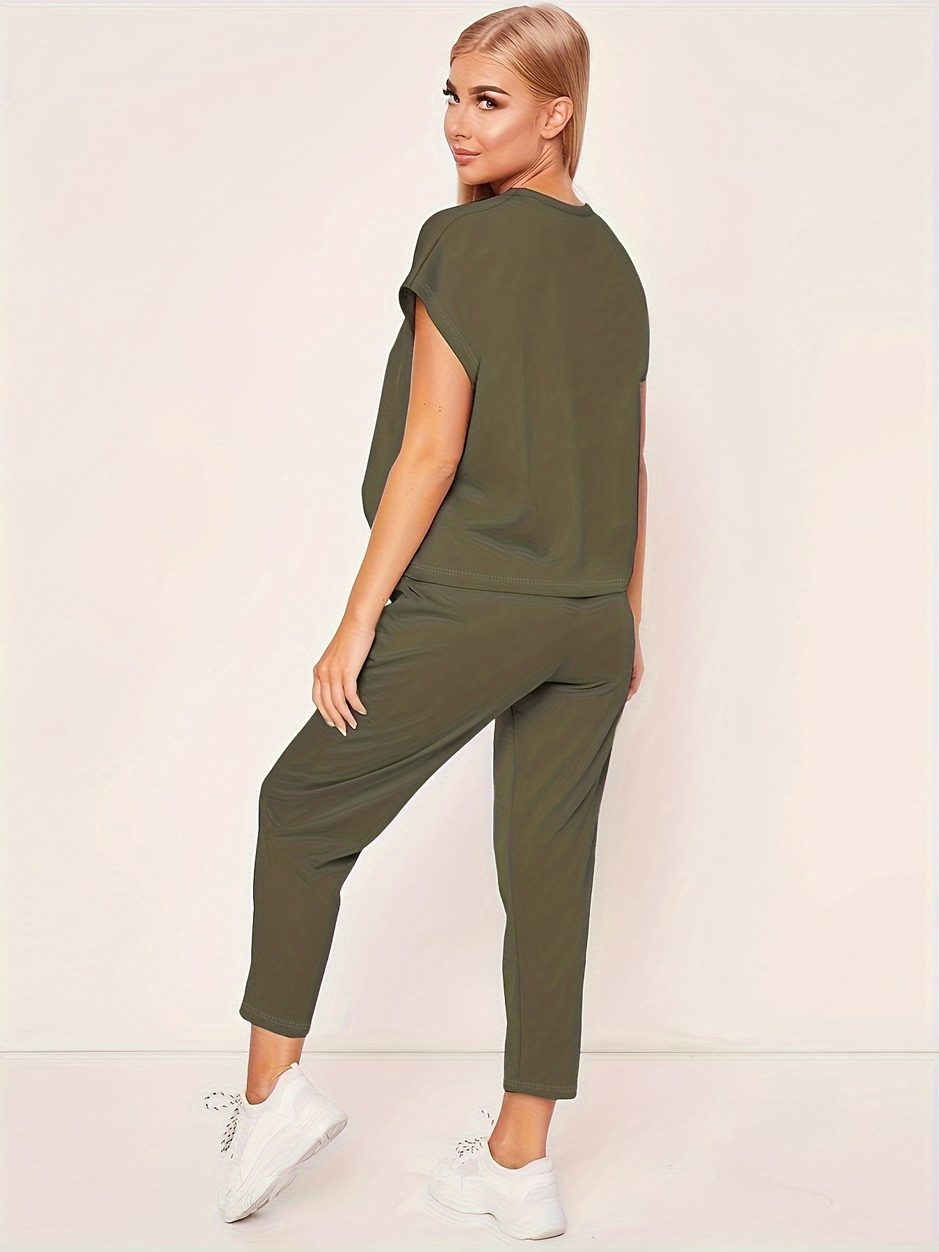 Haut et pantalon décontractés à manches courtes pour femmes