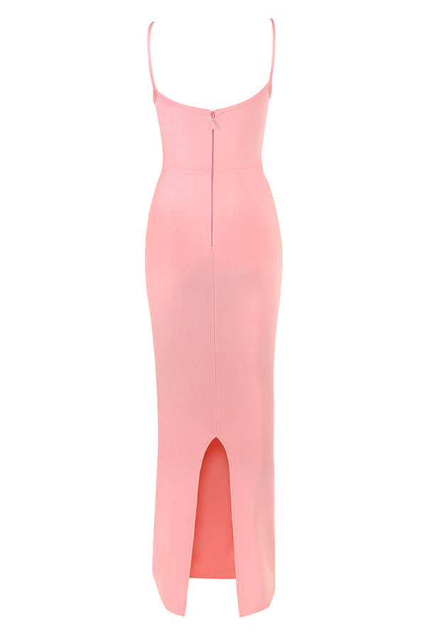 Robe longue bandage rose fée
