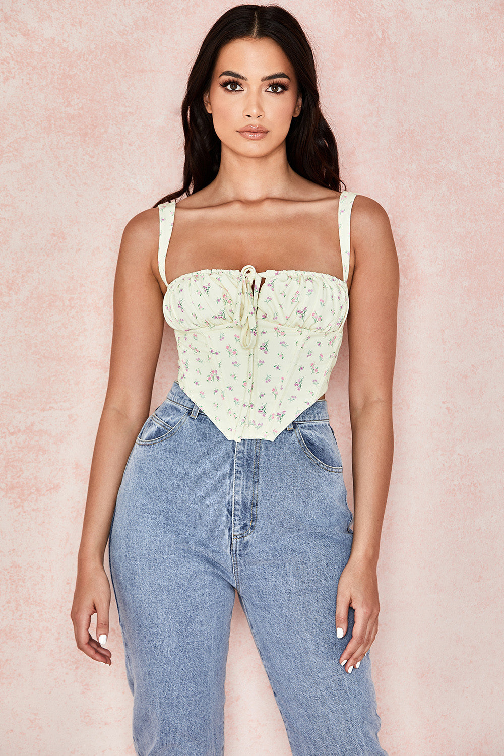 Corset fleuri jaune