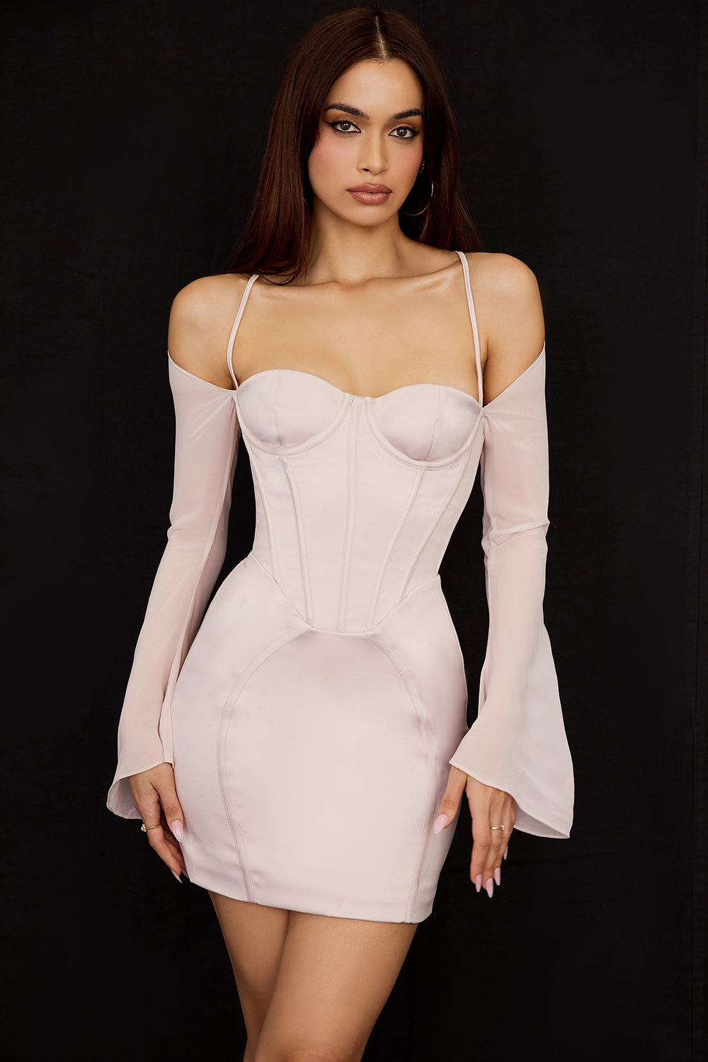 Mini-robe corset en satin cristal