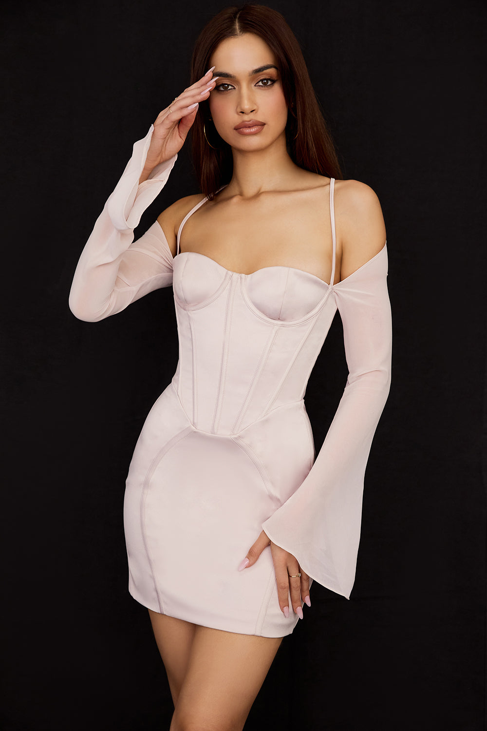 Mini-robe corset en satin cristal