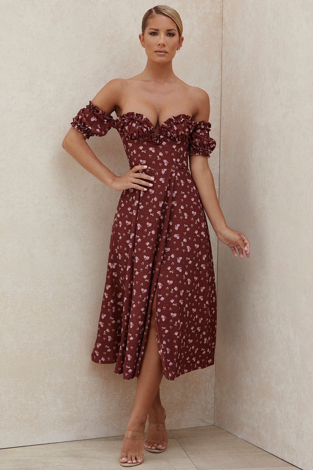 Robe d'été midi bustier fleurie